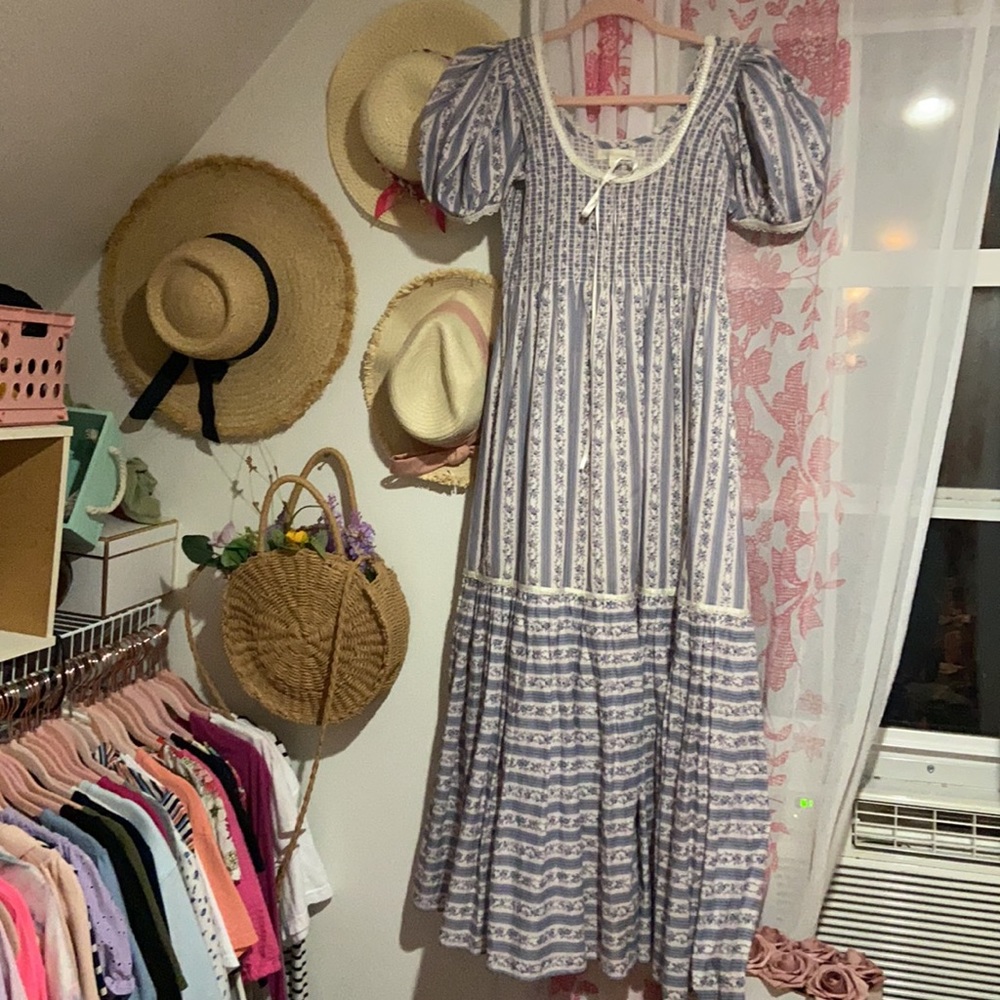 LoveShackFancy striped floral dress